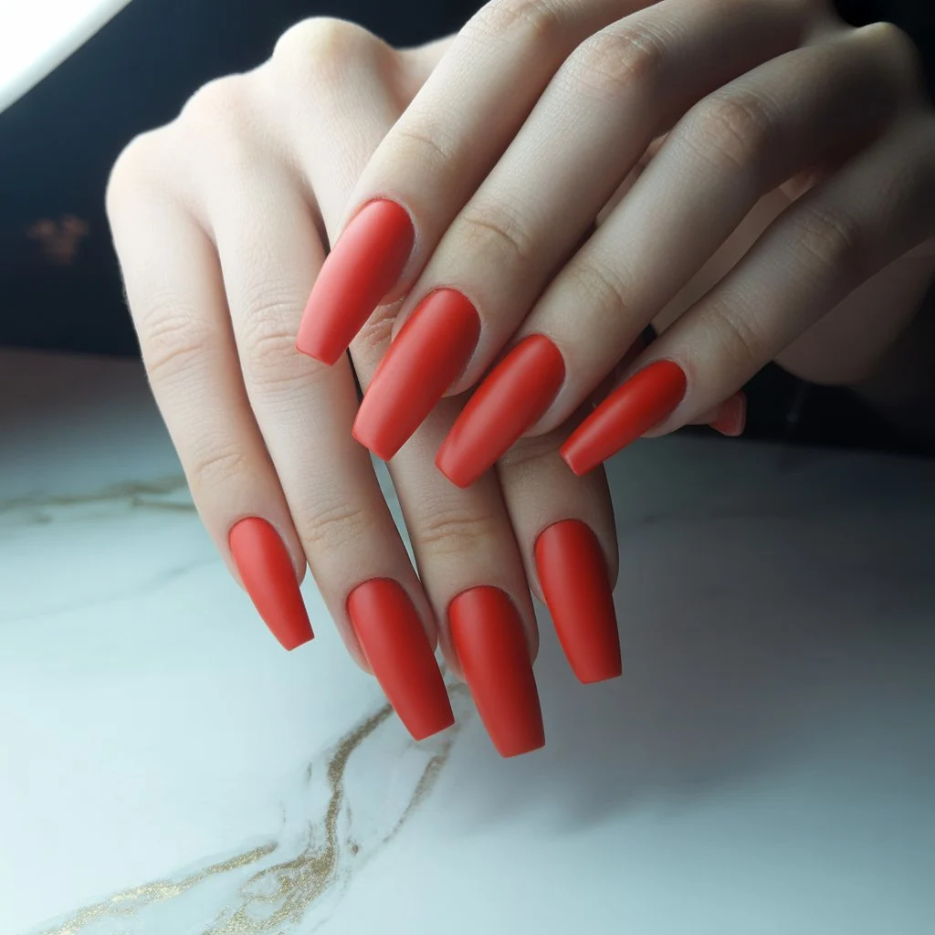 Tomato Red Matte Pop Nail