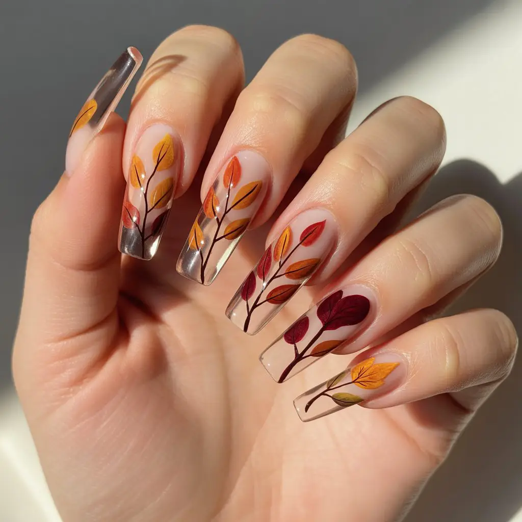 Transparent Botanical Stems Nail