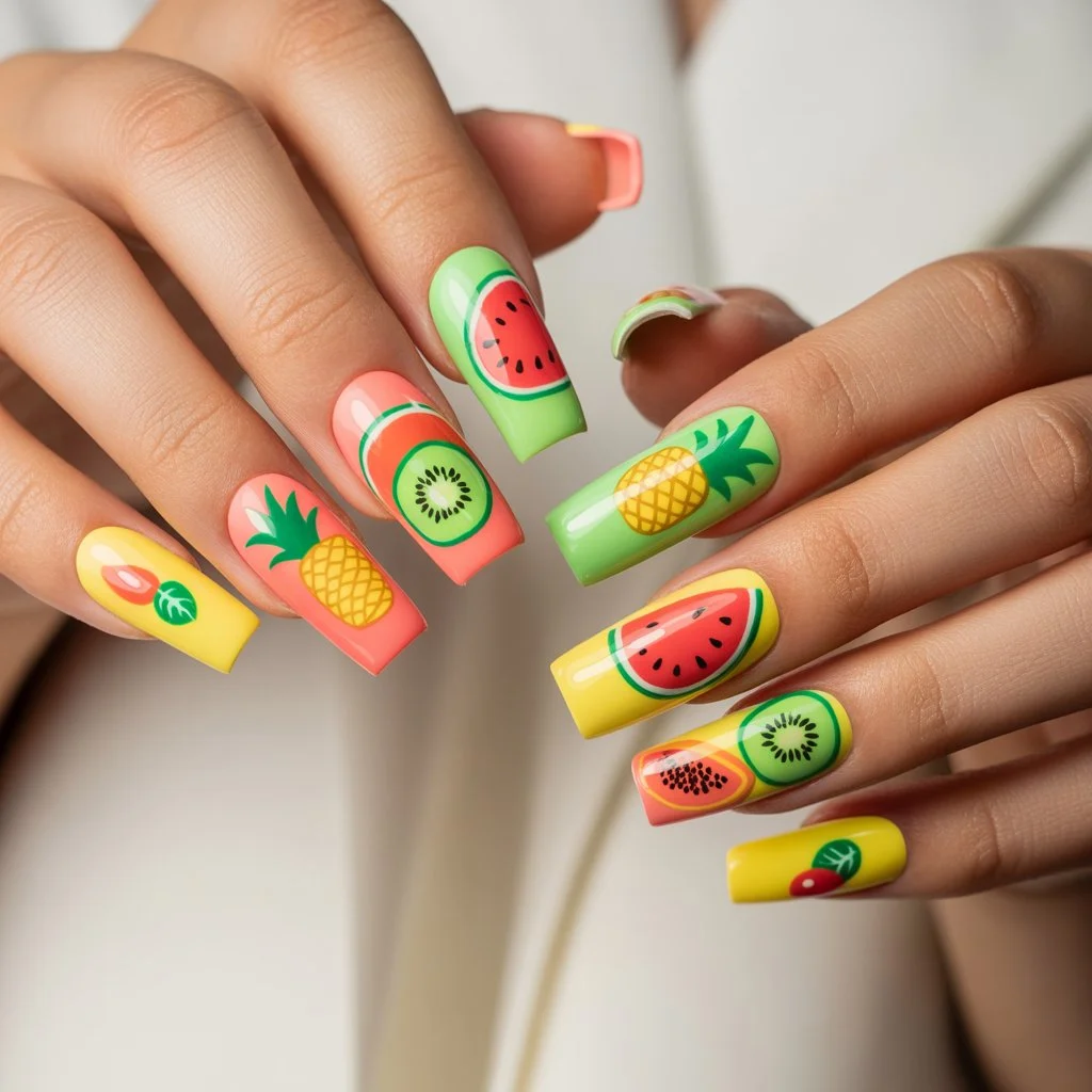Tropical Fruit Sticker Nails