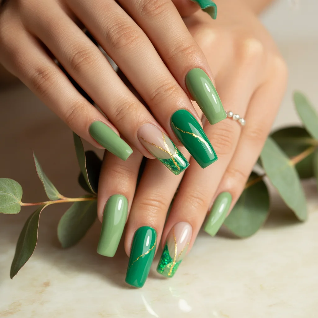 Two-Tone Green Duo Nails