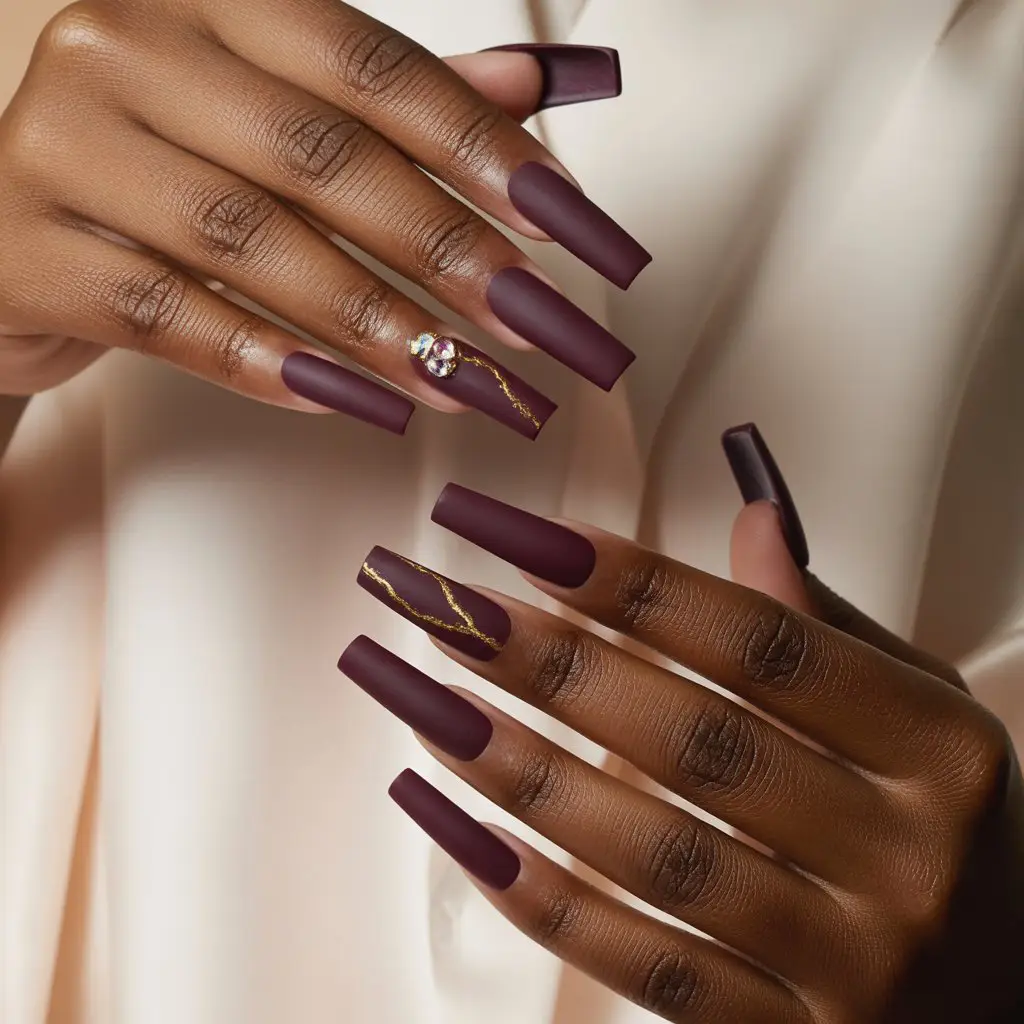 Velvet Blackberry Gel Nails