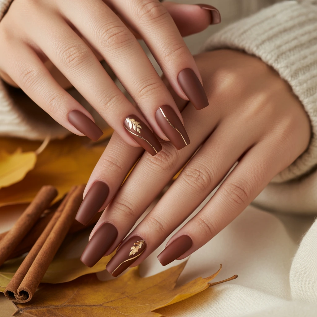 Walnut Brown Matte Nails