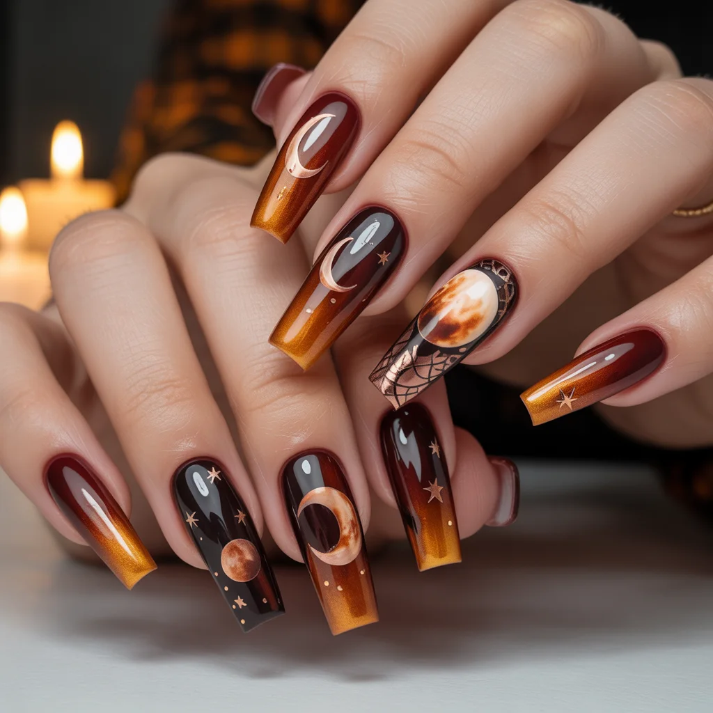 Warm Blood Moon Nails