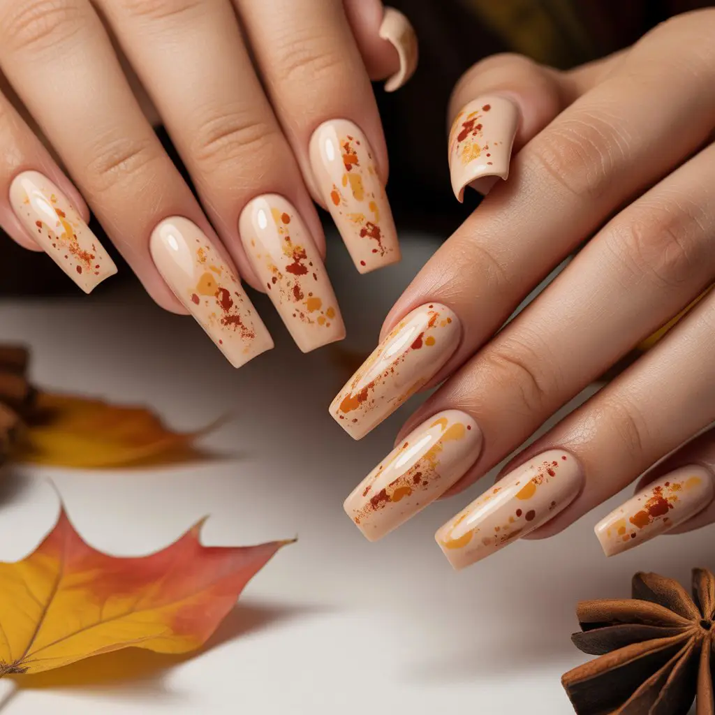 Warm Chai Speckle Nails