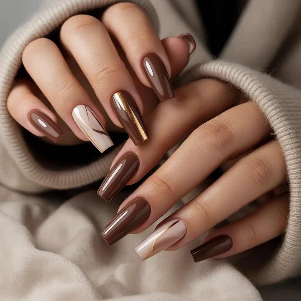 Warm Cocoa Brown Nails