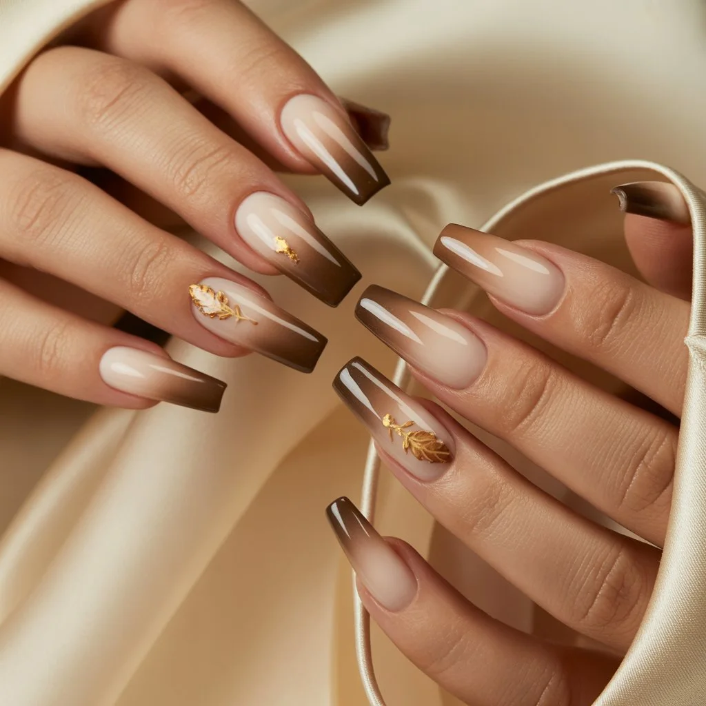 Warm Mocha Ombre Nails