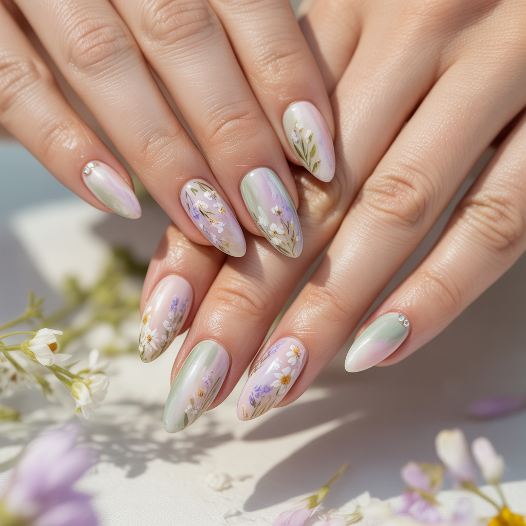 Watercolor Garden Nails