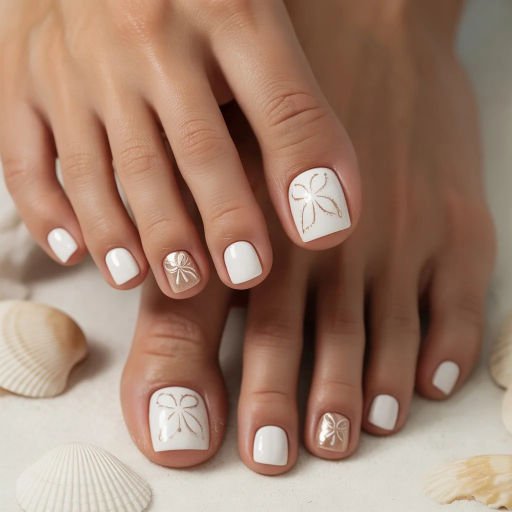 White Sand Dollar Accent Nail