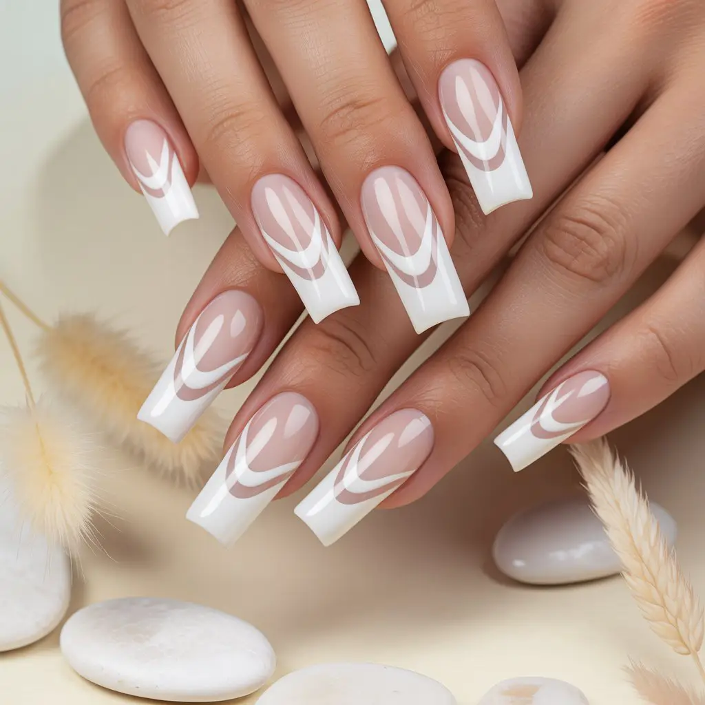 White Waves French Tips Nail