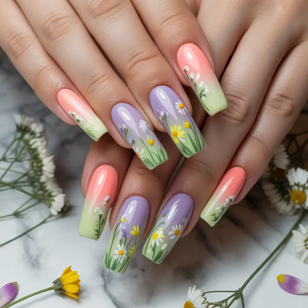 Wildflower Gradient Nails