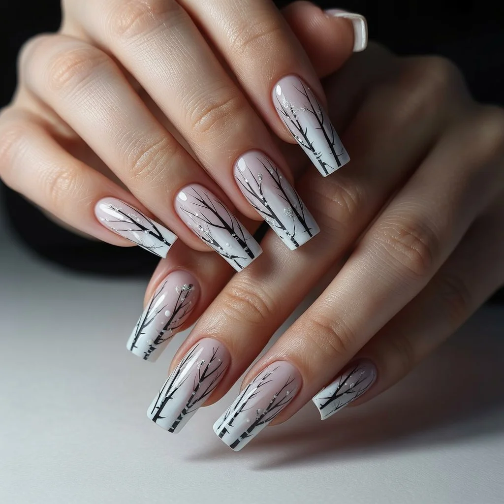 Winter Birch French Nails