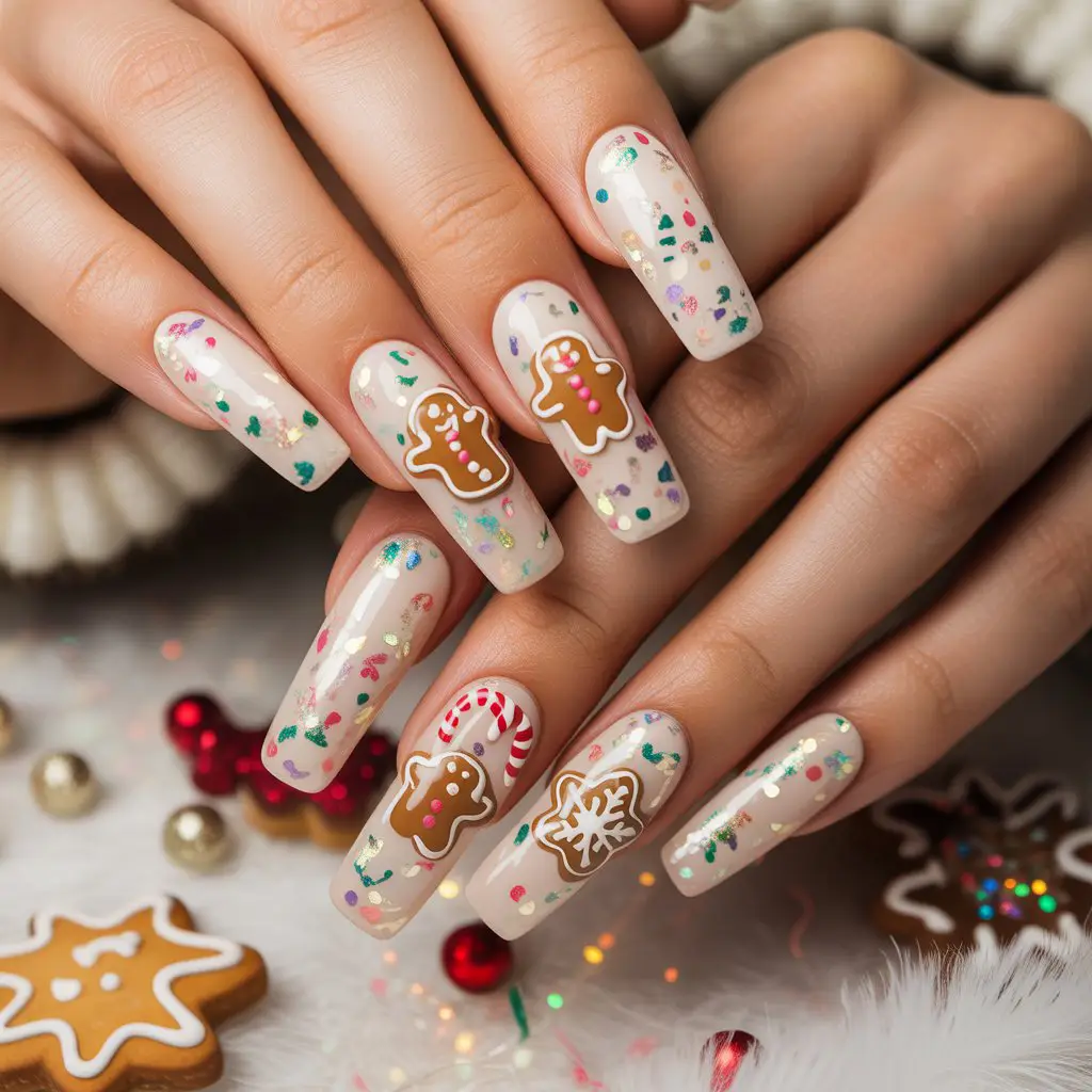 Winter Cookie Sprinkle Acrylics Nail