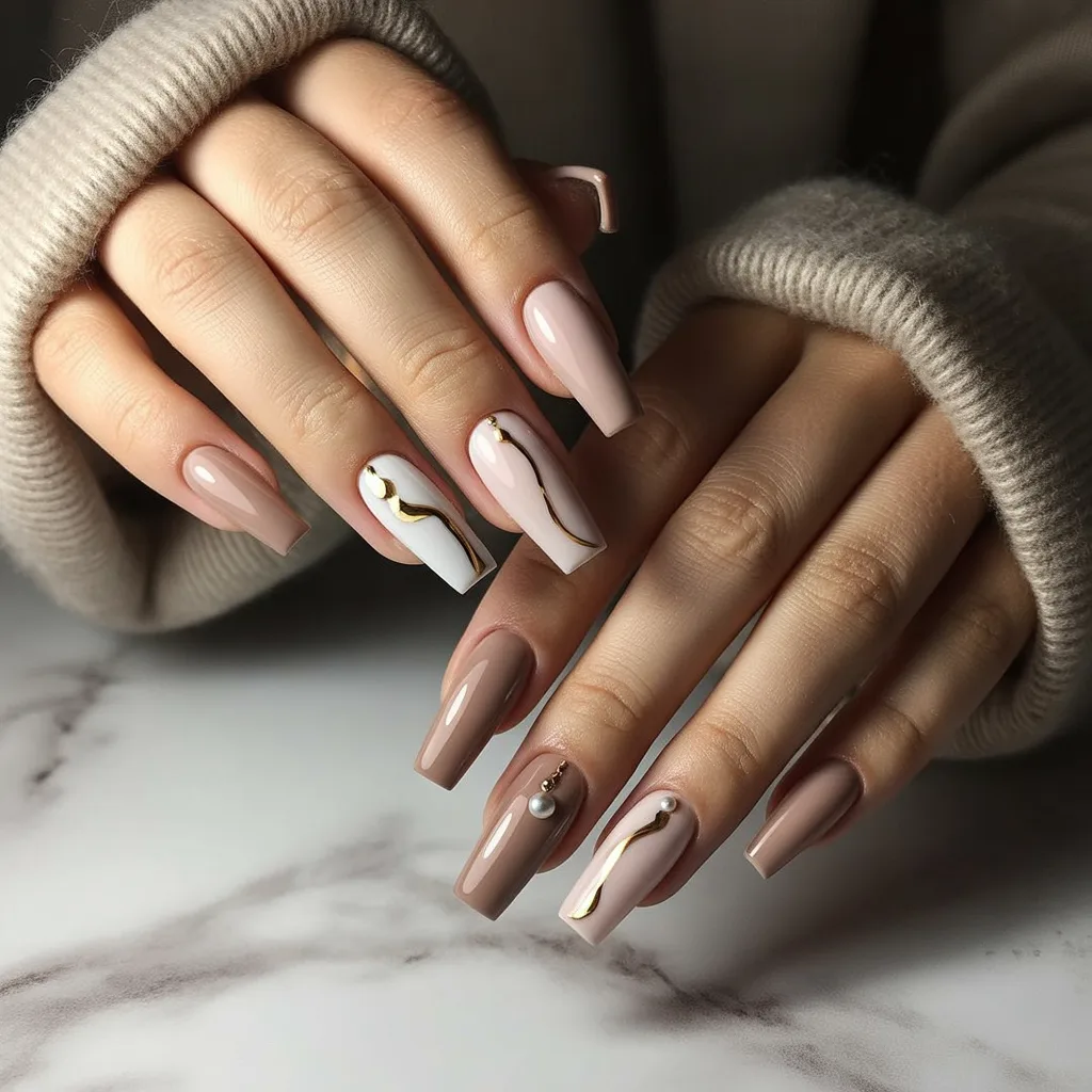 Winter Latte Beige Nails