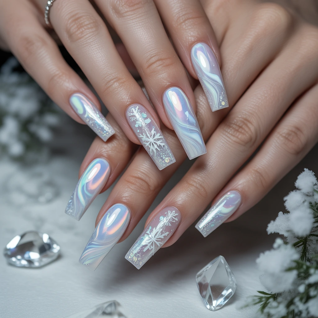 Winter Opal Frozen Nails