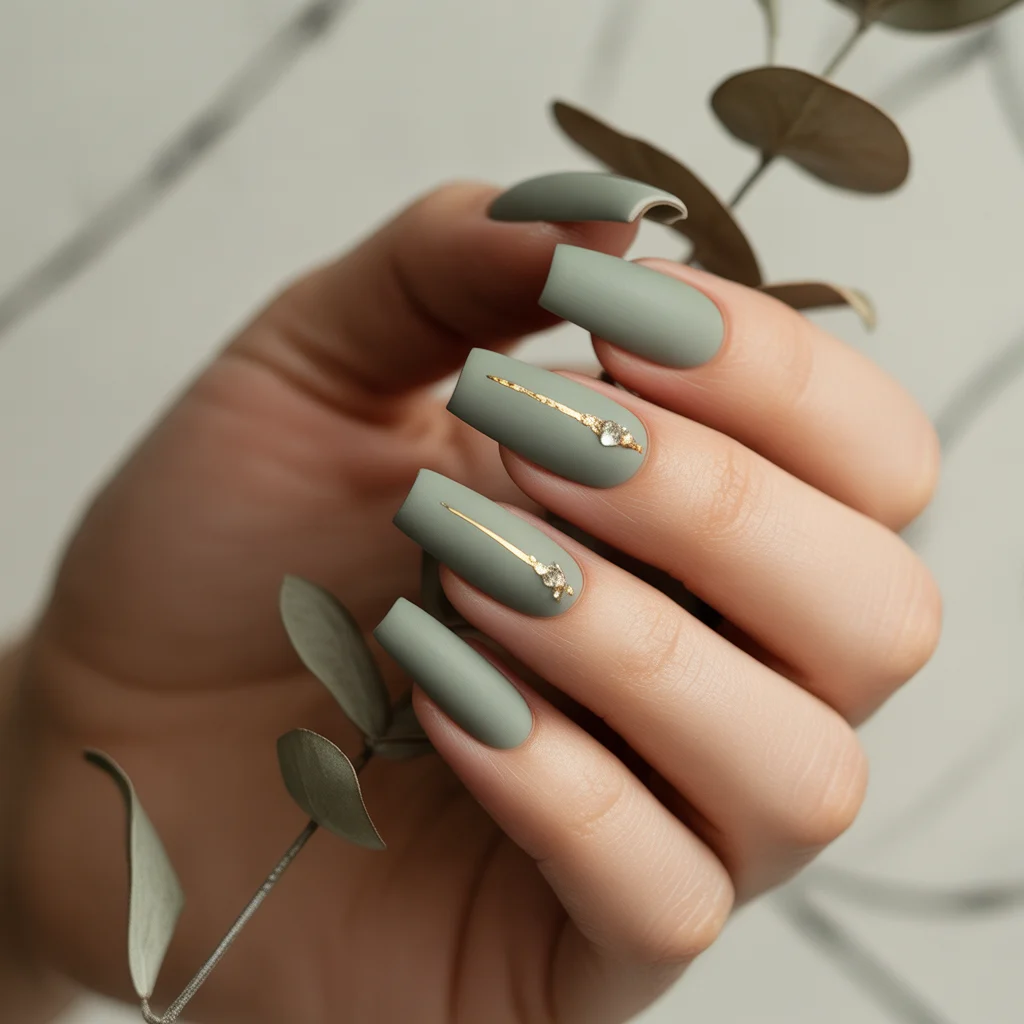 Winter Sage Matte Nails