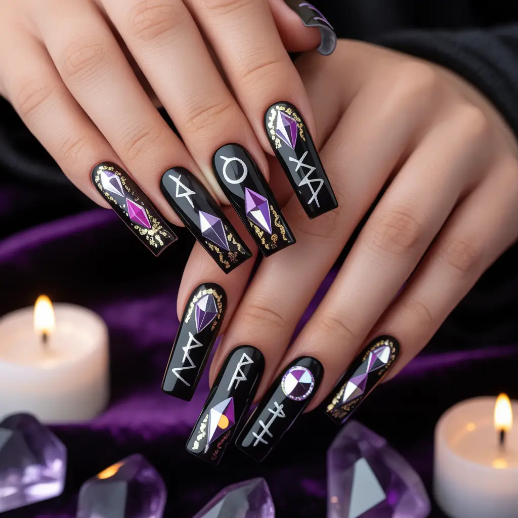 Witch Crystal Rune Nails