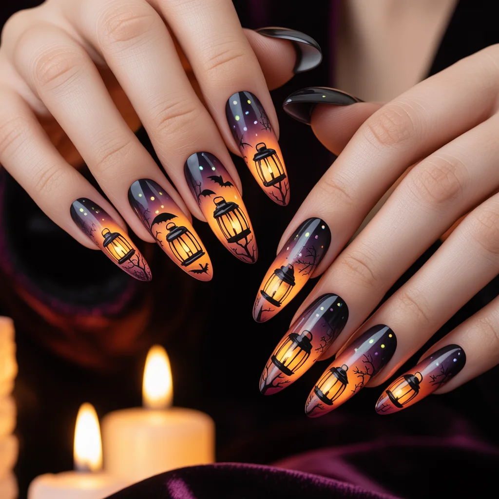 Witch Lantern Glow Nails