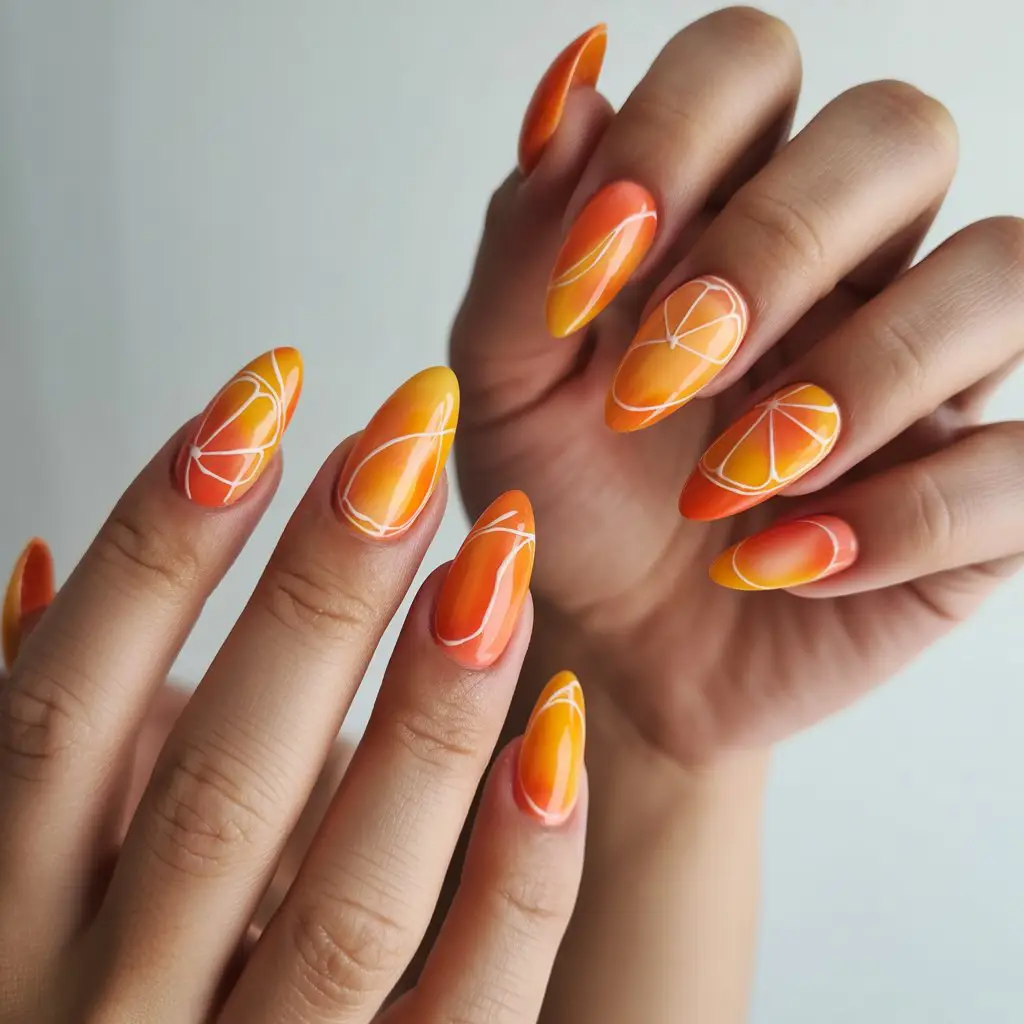 Zesty Citrus Outline Nails