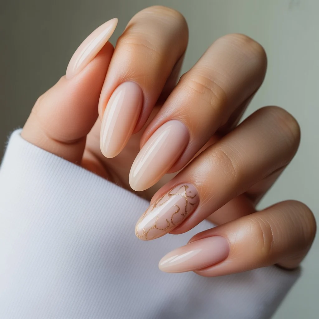 Almond Cream Nude Nails