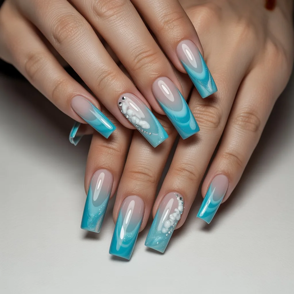 Aqua Breeze Ombré Nails