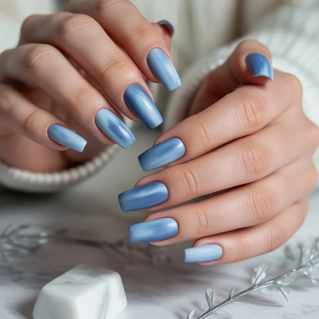 Arctic Blue Matte Nails