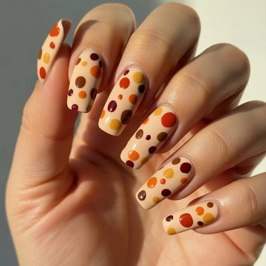 Autumn Dot Confetti Nails