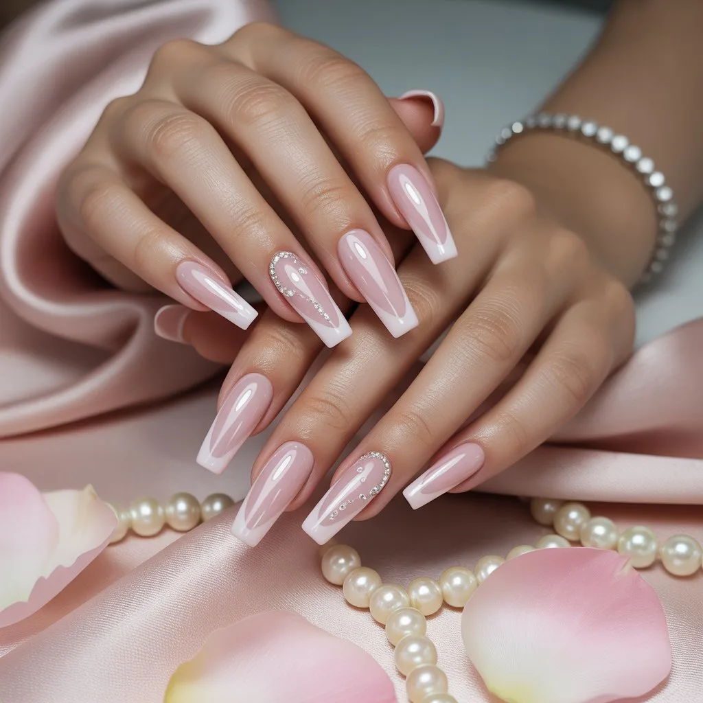 Baby Pink Bridal Acrylic Sheen Nail