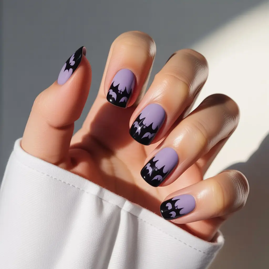 Bat Shadow Ombre Nails
