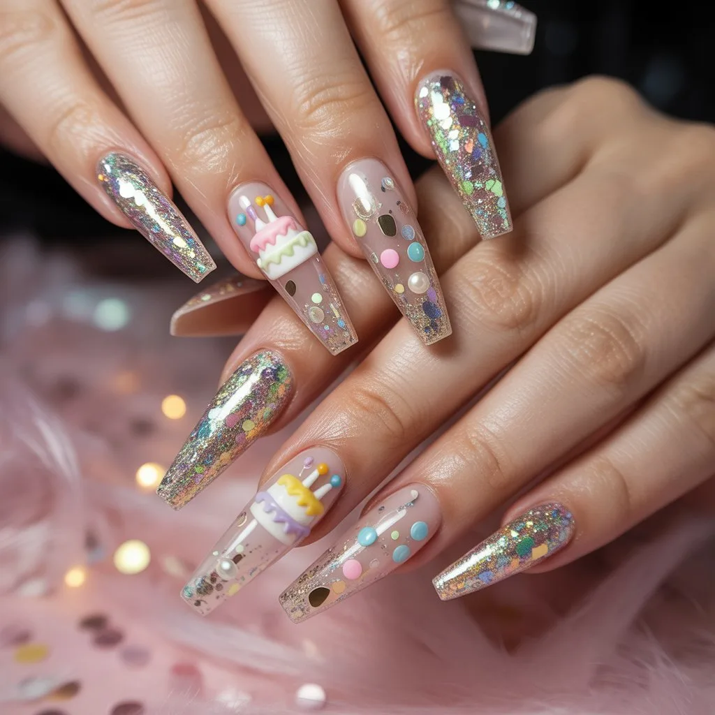 Birthday Glitter Bomb Nails