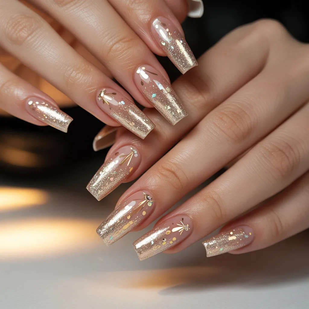 Birthday Sparkle Gradient Nails