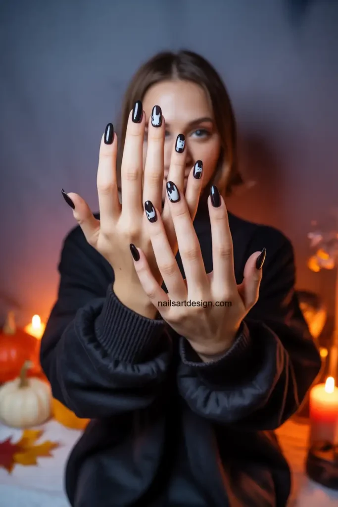Black Cat Halloween Nails