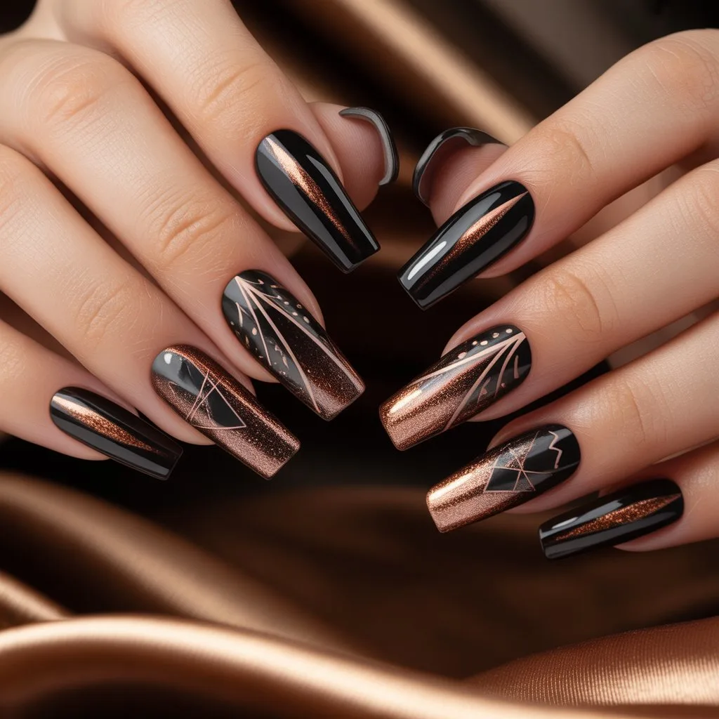 Black Copper Metallic Nails