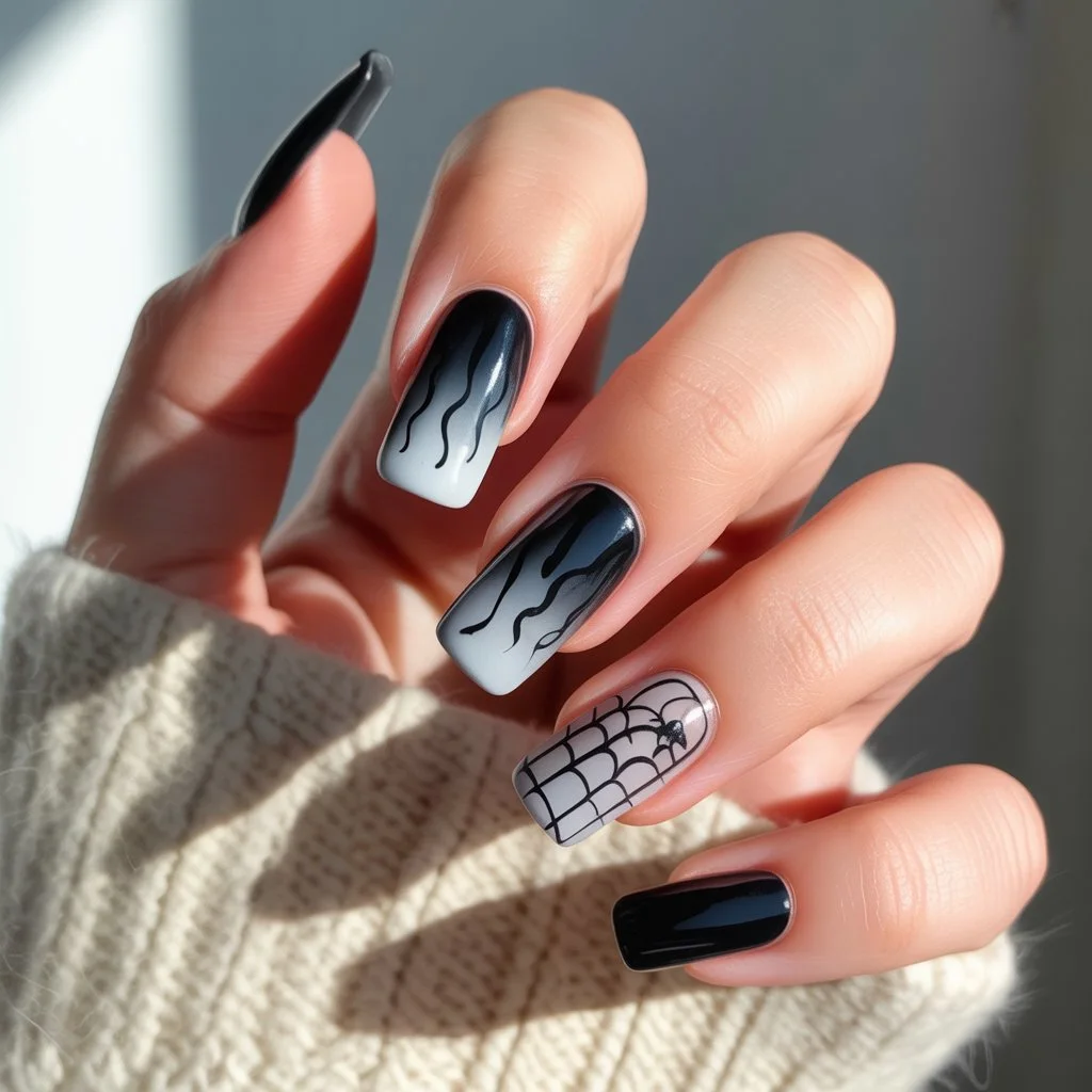 Black Smoke Gradient Nails
