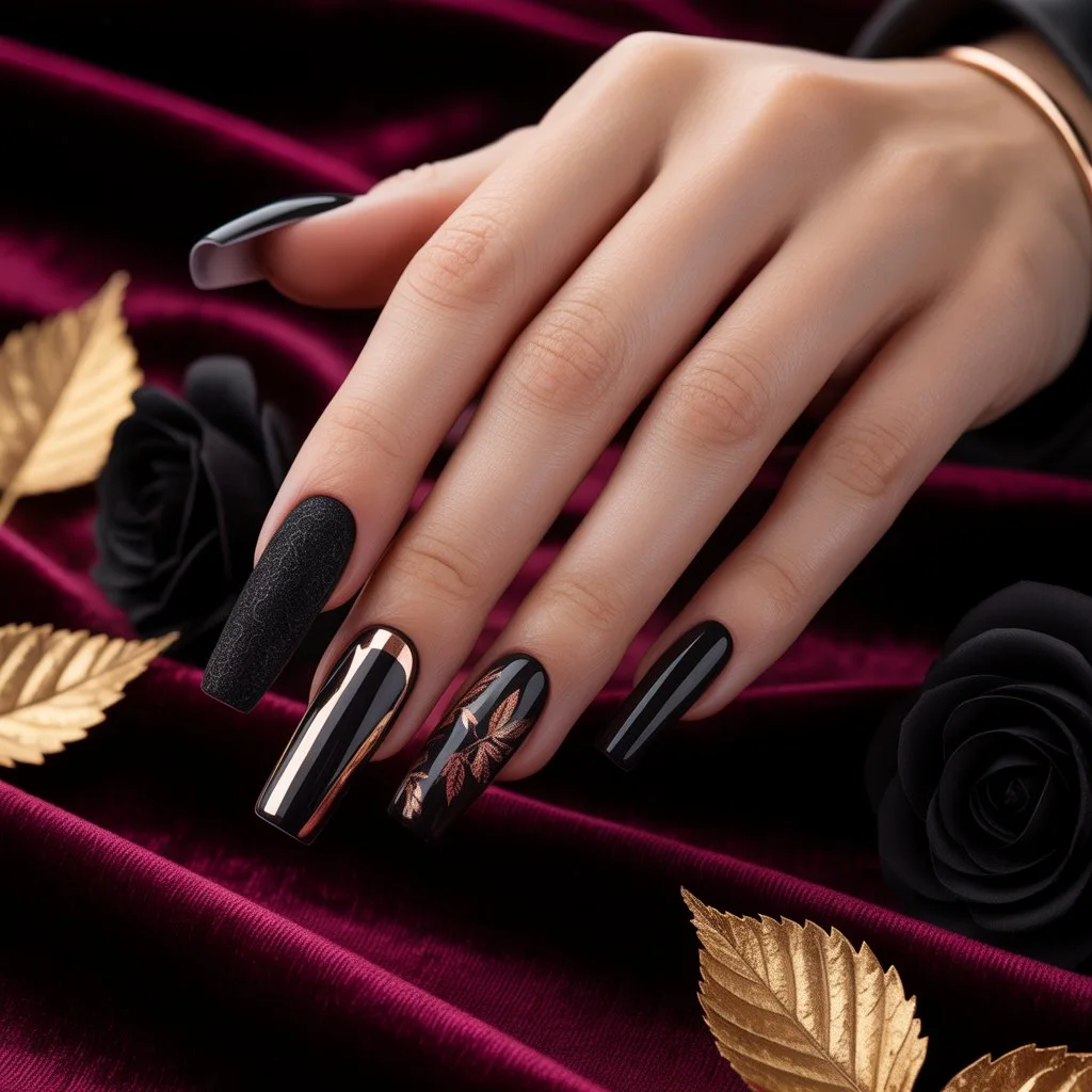 Black Velvet Touch Nails 