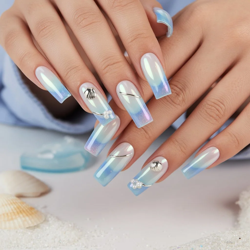 Blue Mist Aura Nails