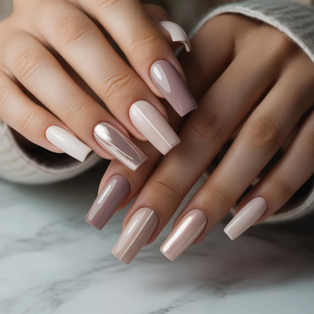 Blush Neutral Winter Nails