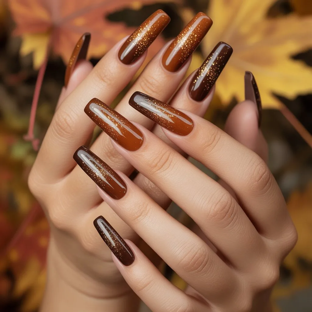 Brown Sugar Sparkle Nails