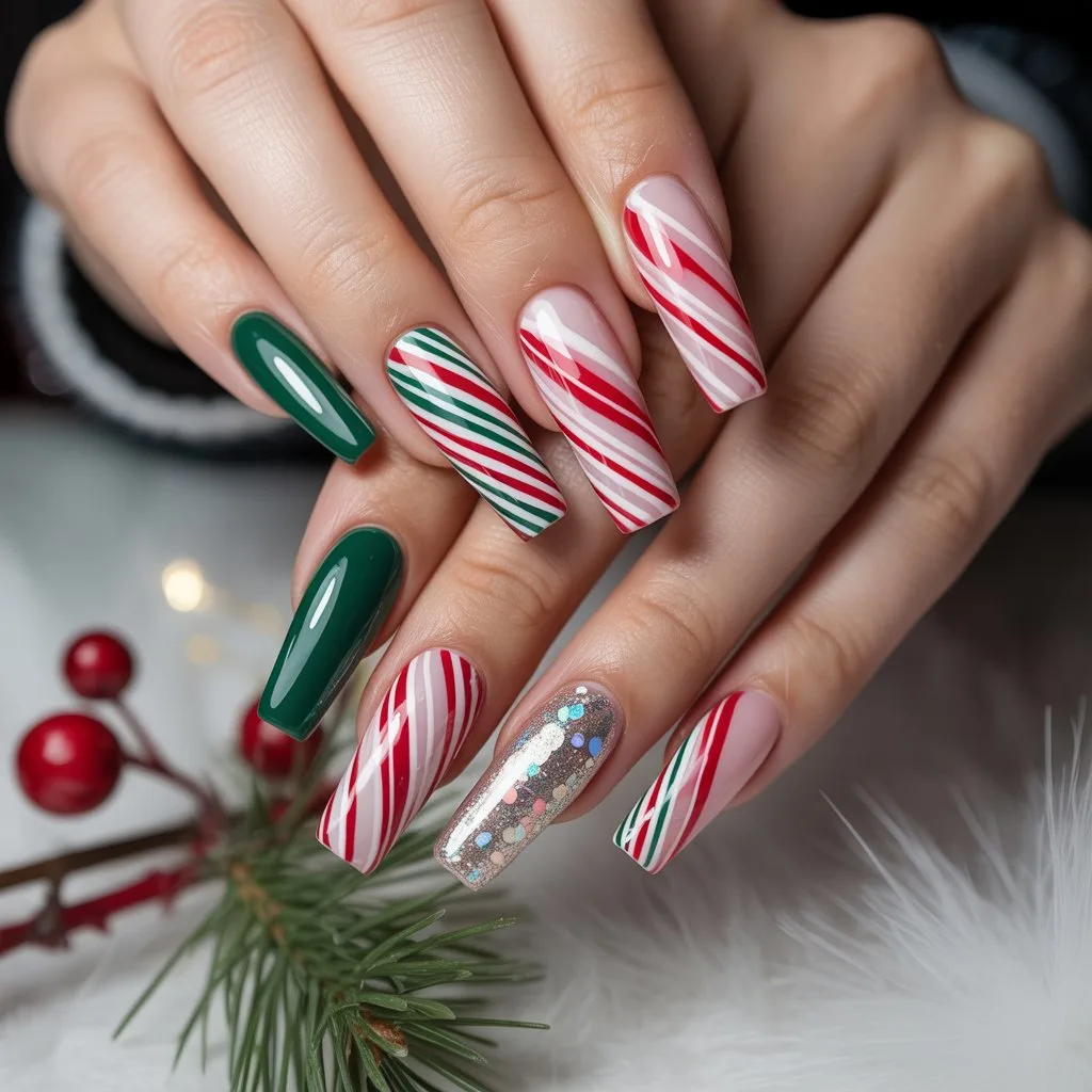 Candy Cane Mini Stripe Nails