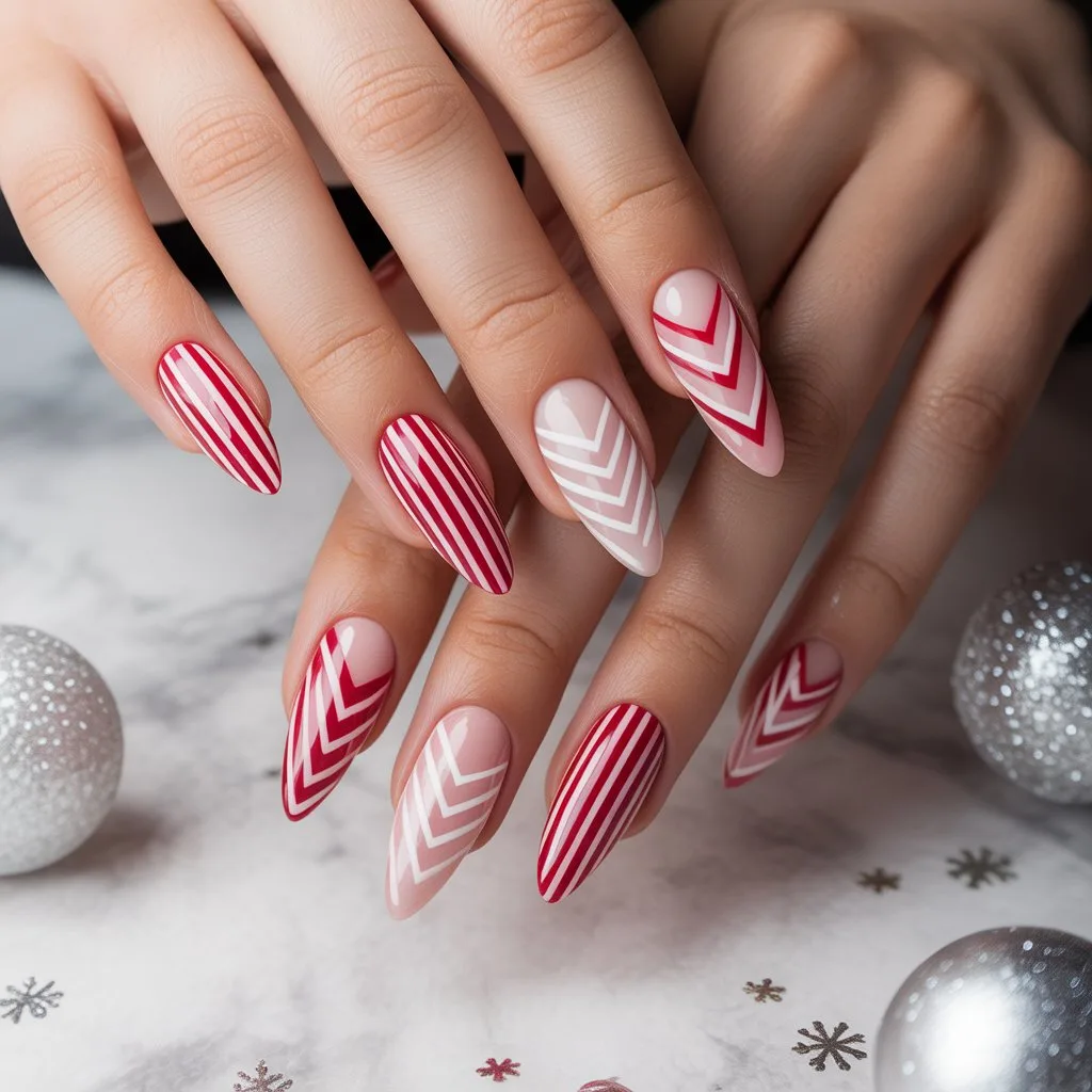 Candy Cane Mini-Stripes Nail