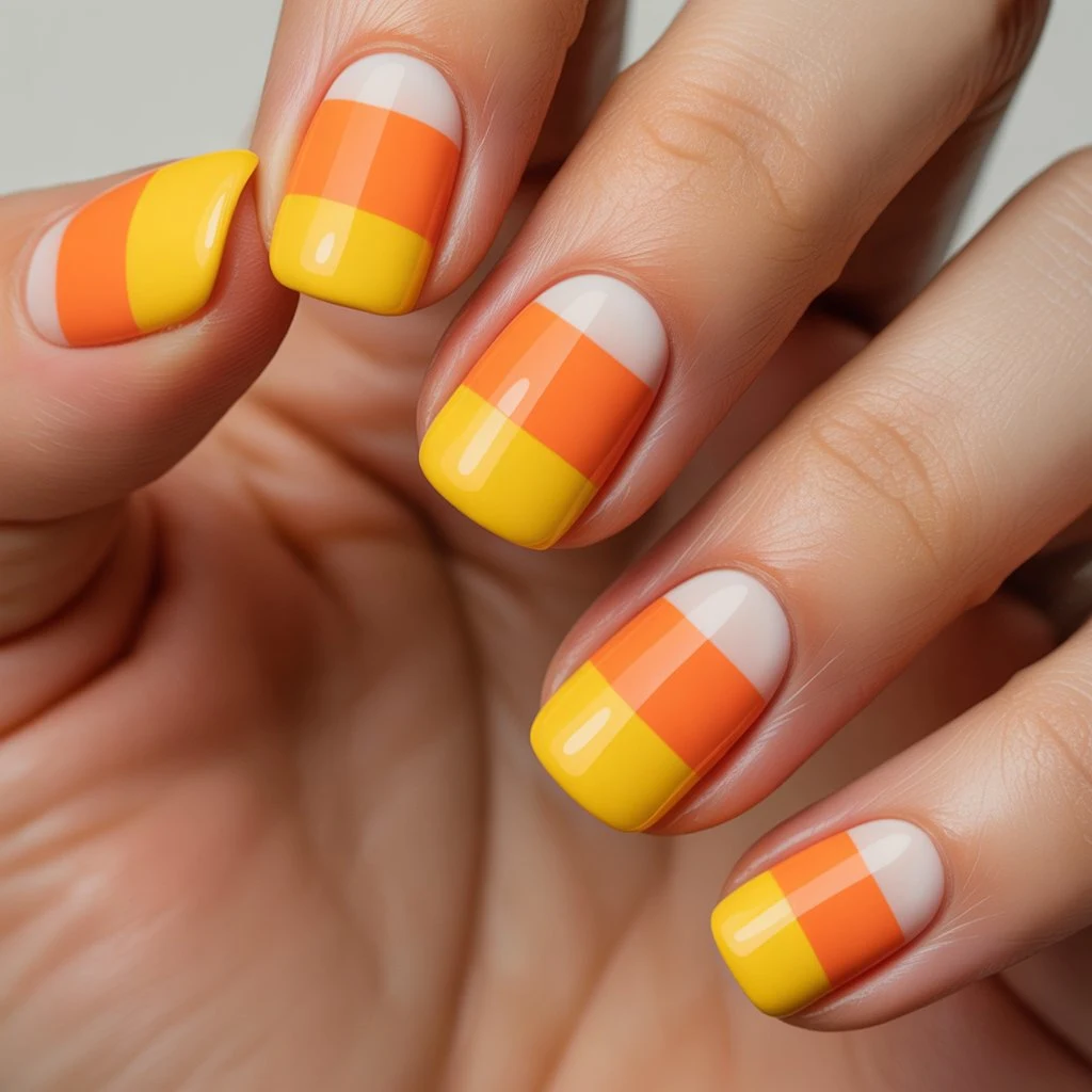 Candy Corn Color Block Nails