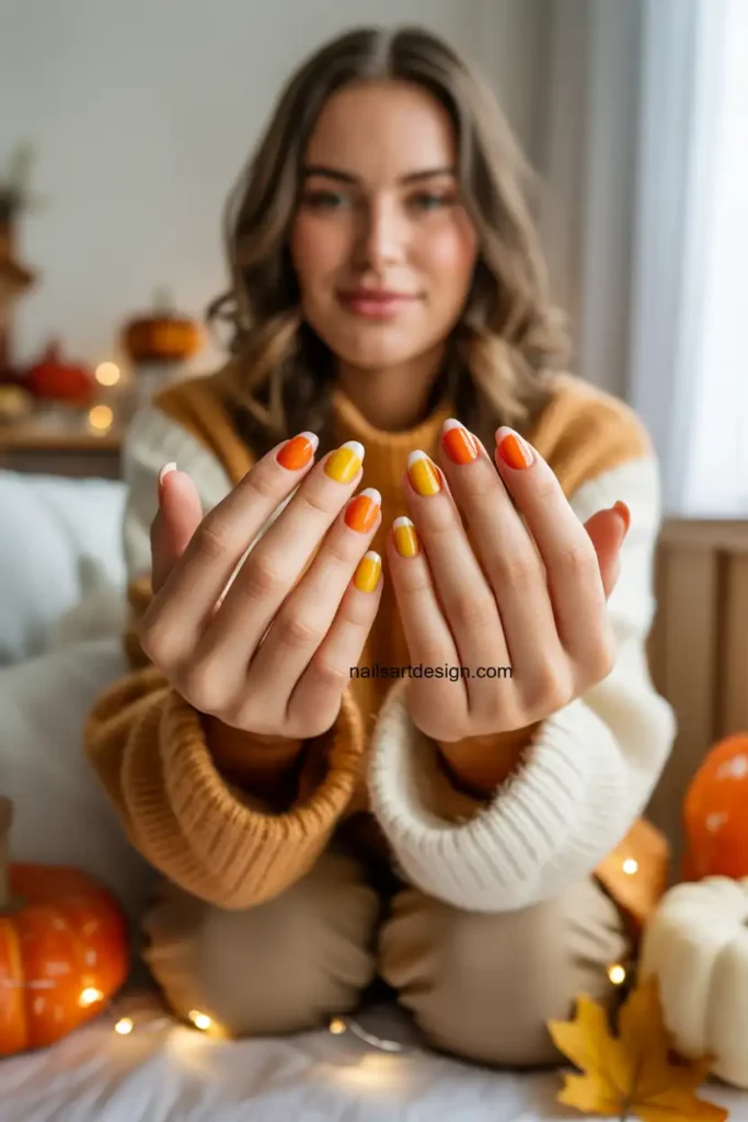 Candy Corn Inspired Nails