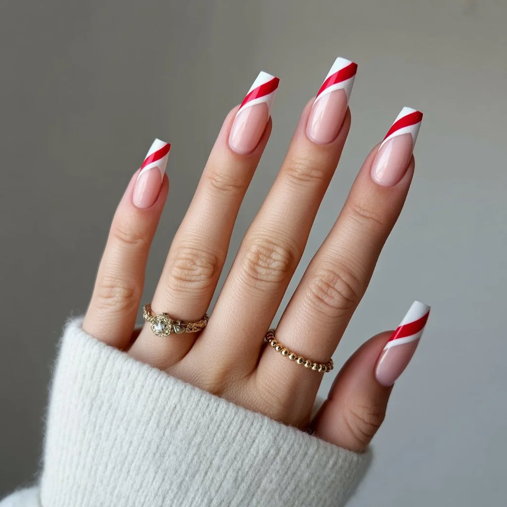 Candy-Stripe French Twist Nail