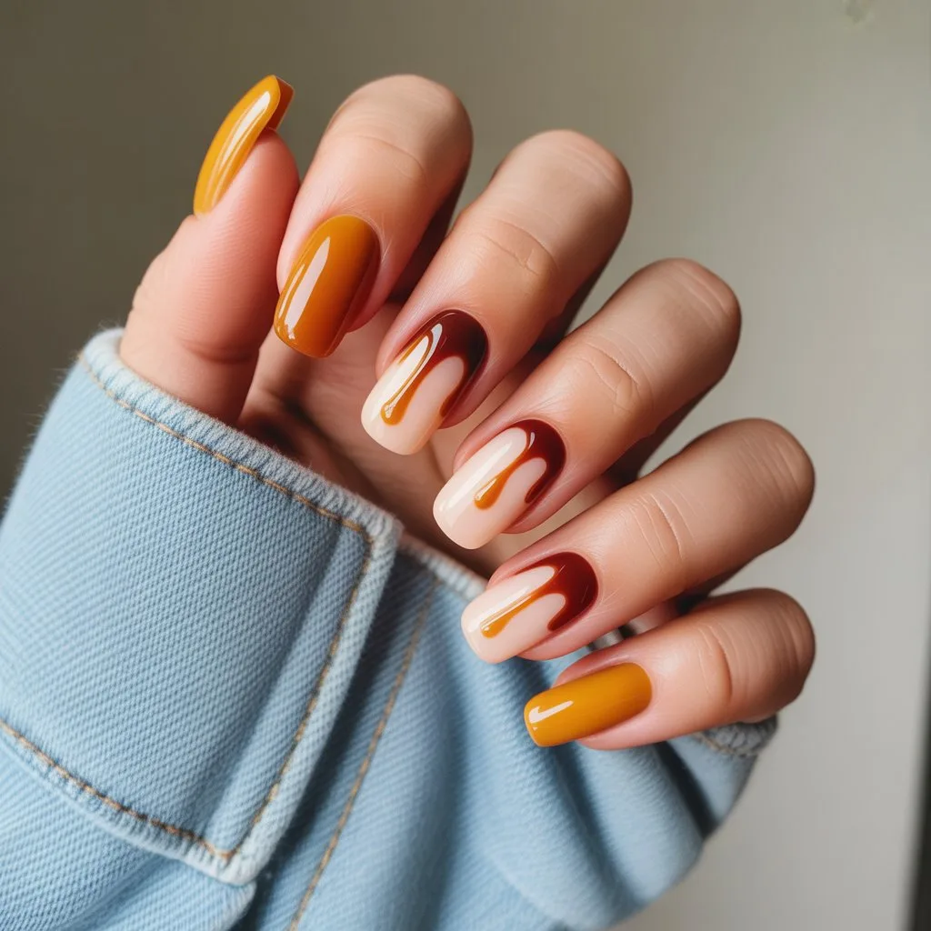 Caramel Drip Nails