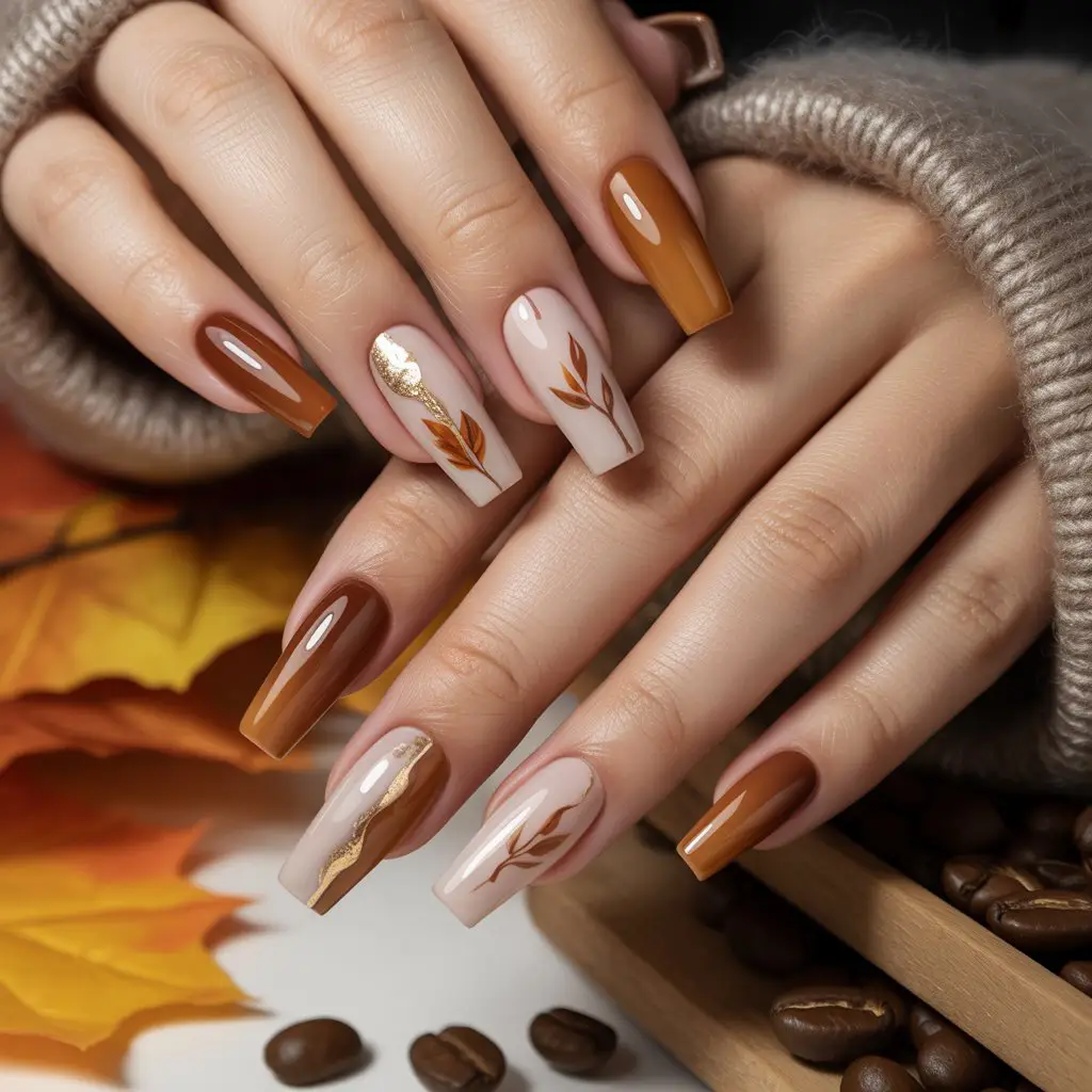 Caramel Latte Cute Nails