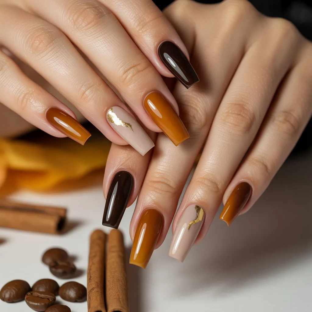 Caramel Latte Gradient Nails