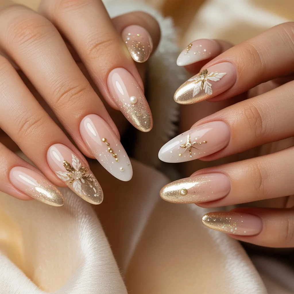 Champagne Glow French Fade Nails