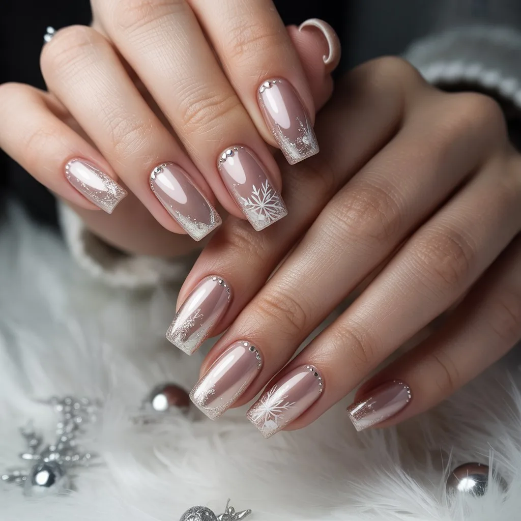 Champagne Winter Glaze Nails