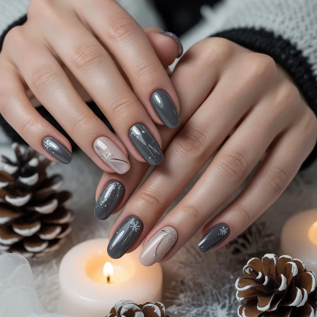 Charcoal Velvet Nails