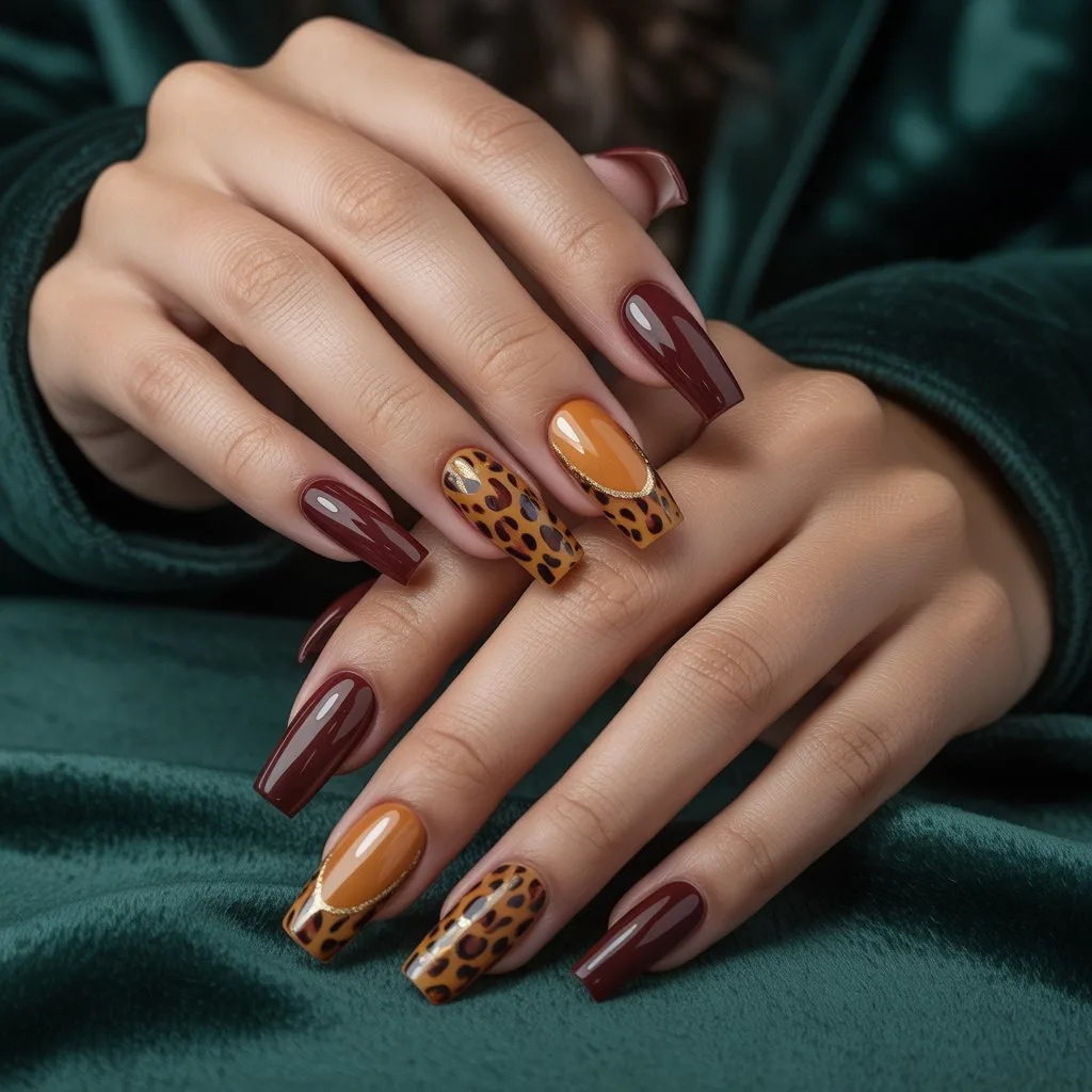 Cheetah Half-Moon Nails