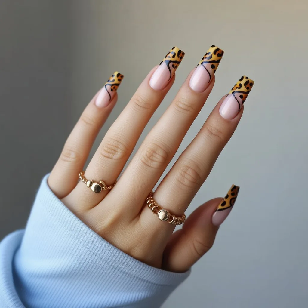 Cheetah Swirl Statement Nails